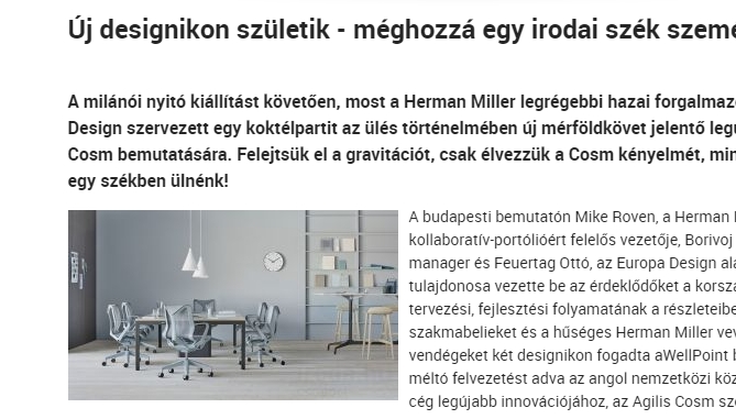 Új designikon születik - Egy irodai szék személyében  | designikon,születik,irodai,szék,személyében,#europadesign,#editorial,#press,HermanMiller, Cosm, kényelem, korszakalkotó székek,szakcikk